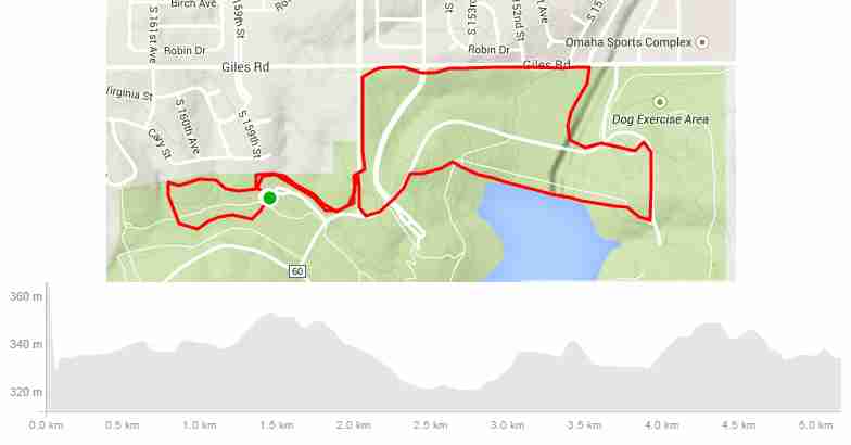 Chalco Hills Tails n Trails 5K map with elevation